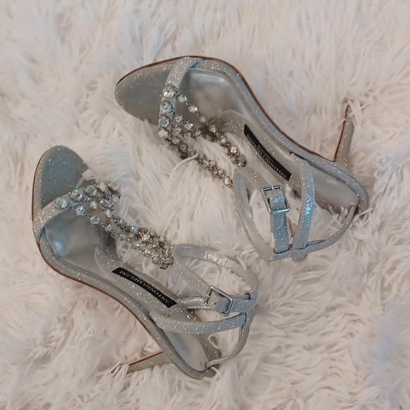 Antonio Melani Collection Silver Estella Chandelier Glitter Dress Sandal Heels - Picture 9 of 17